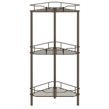 Floor Standing 3 Tier Shower Caddy Shelf with Hooks Bathroom Corner Organizer Rack